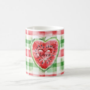 Rot Grün Weiß Wassermelone Herz Streifen Kaffeetasse