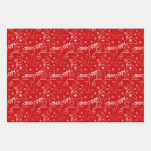 Rot grün & weiß Weihnachten Winterkatzen Geschenkpapier Set