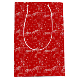 Rot grün & weiß Weihnachten Winterkatzen Mittlere Geschenktüte