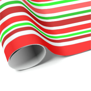 Rot Grün Weiße Weihnachts-Zuckerstangen-Streifen Geschenkpapier