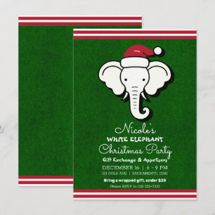Rot Grün Weißer Elefant Geschenktausch Weihnachtsf Einladung