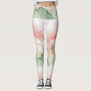 Rot-Grün-Weißer Multi-Schatten Aquarellfarben-Legg Leggings