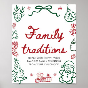 Rot Grün Winter Baby Shower Familien Traditionen Poster