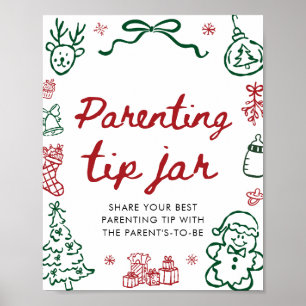 Rot Grün Winter Weihnachten Eltern-Tipp-Glas-Spiel Poster