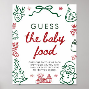 Rot Grün Winter Weihnachten Errate das Babynahrung Poster