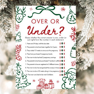 Rot Grün Winter Weihnachten Über oder Unter Spiel Einladung