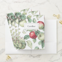 Rot Grüne Apfel Frucht Muster Aquarell Rustikal