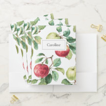Rot Grüne Apfel Frucht Muster Aquarell Rustikal