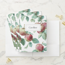 Rot Grüne Apfel Frucht Muster Aquarell Rustikal