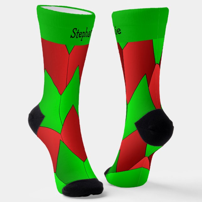 Rot grüne Art Deco Design Socken (Gewinkelt)