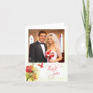 Rot grüne Blume + Schmetterling Hochzeit danke