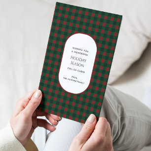 Rot-grüne Buffalo-Karo-Typografie-Weihnachtskarte
