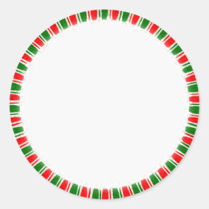 Rot-grüne Candy-Cane-Rahmen Weihnachten Vintage   Runder Aufkleber