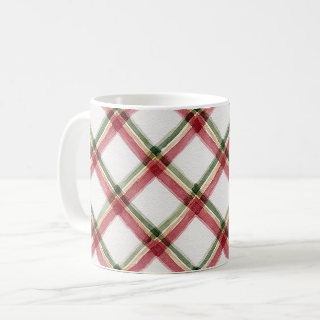 Rot Grüne Creme Streifen Kaffeetasse (Vorderseite Links)