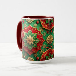 Rot-grüne dekorative Feiertags-Tasse Tasse