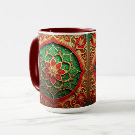 Rot-grüne dekorative Feiertags-Tasse Tasse
