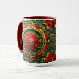 Rot-grüne dekorative Feiertags-Tasse Tasse