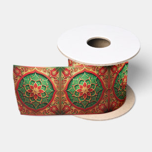 Rot-grüne dekorative Satin-Feiertags-Schleife Satinband