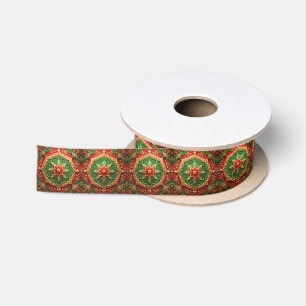 Rot-grüne dekorative Satin-Feiertags-Schleife Satinband