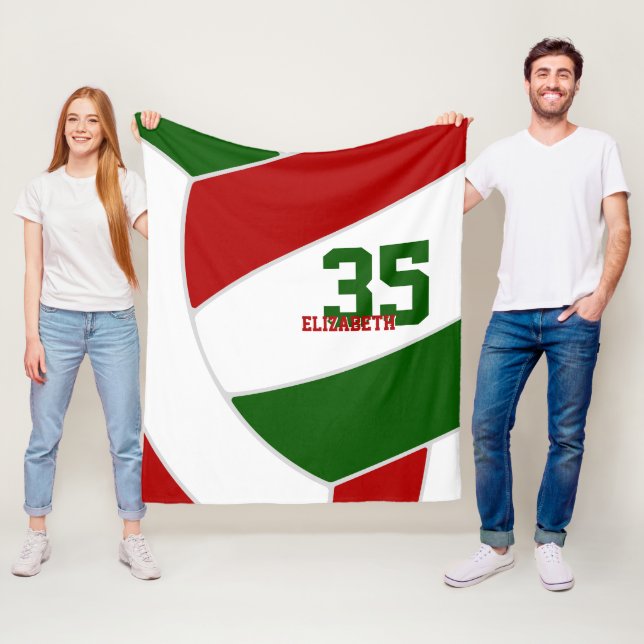 Rot-grüne Mannschaft Farben grandiosen Volleyball Fleecedecke (Beispiel)