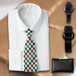 Rot Grüne Plaid Gingham für ihn Krawatte