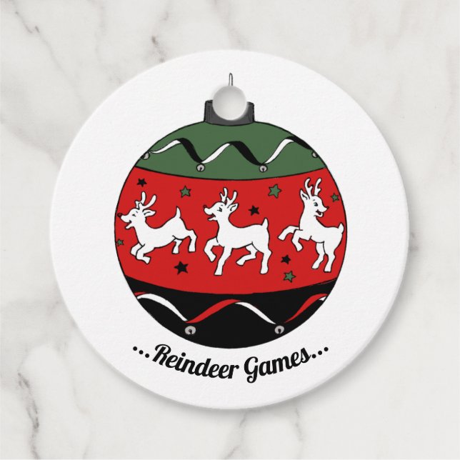 Rot / Grüne Rentiere Geschenkanhänger (Vorderseite)
