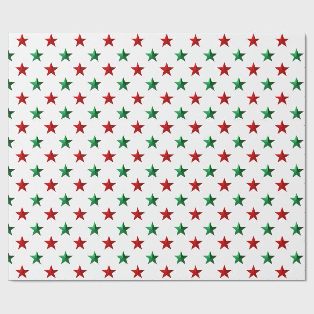 Rot Grüne Sterne Geschenkpapier (Flach)