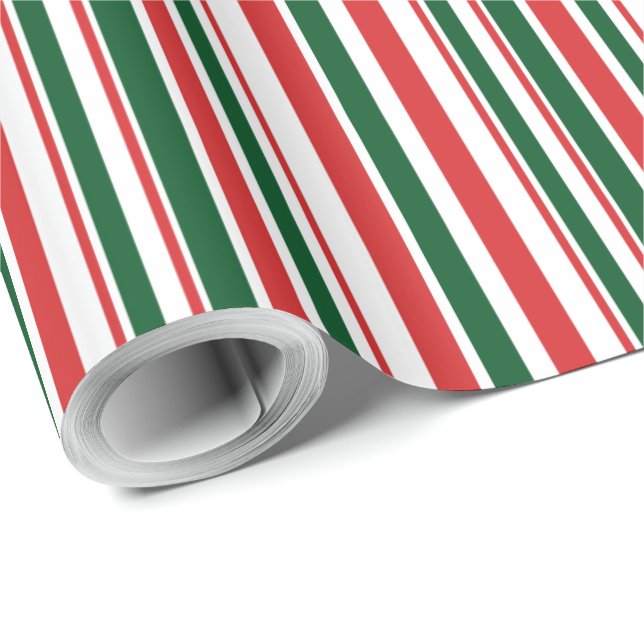 Rot-grüne Streifen Geschenkpapier (Rolleneckpunkt)