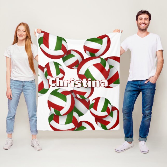 Rot-grüne Volleyballs Mädcheneinrichtung Fleecedecke (Beispiel)