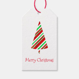 Rot-grüne Wasserfarben Gestreifte Baumgeschenktafe Geschenkanhänger