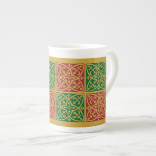 Rot-grüne Weihnachts-Gothic-Bone-China-Tasse Prozellantasse