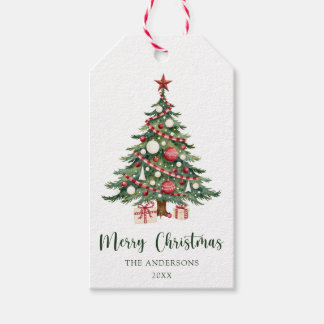 Rot Grüne Weihnachtsbaum Chic Frohe Weihnachten Geschenkanhänger