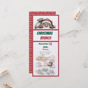 Rot-grüne Weihnachtsdesign-Einladung zum Brunch Einladung
