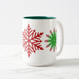 Rot grüne Weihnachtsschneeflocken Party Tasse