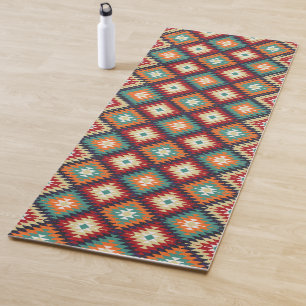 Rot-grüner Orange-Gelb Schwarz-weißer Orientalisch Yogamatte