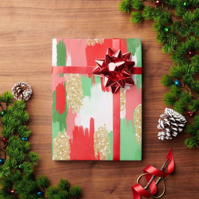 Rot, grüner Weihnachtsstrich Geschenkpapier (Feiertagsgeschenk)