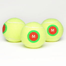 Rot-grüner Weißer Anfangsbuchstaben (M) Monogramm Tennisbälle