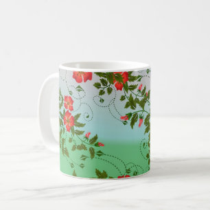 Rot-grünes Blumenmuster Kaffeetasse