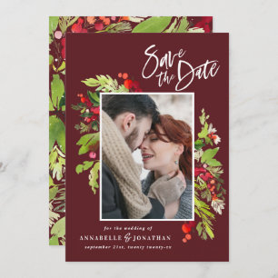 Rot-grünes botanisches Foto Save The Date