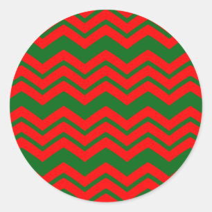Rot-grünes Chevron-Musterdesign Runder Aufkleber