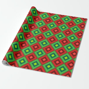 Rot-grünes geometrisches Weihnachtsmuster Geschenkpapier