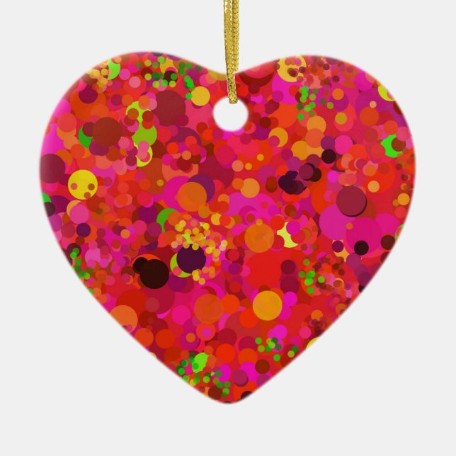 Rot grünes Gold und rosa Punkte Dekorative Ornamen Keramikornament (Vorne)