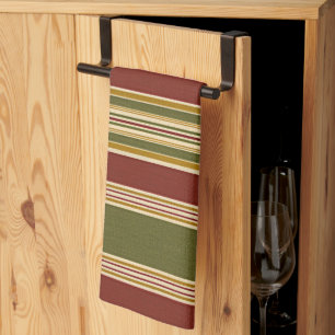 Rot-grünes Ockergelbes Streifen-Muster Handtuch