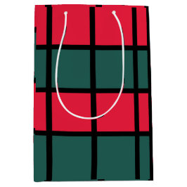 Rot-grünes schwarz-kariertes Streifenmuster Mittlere Geschenktüte