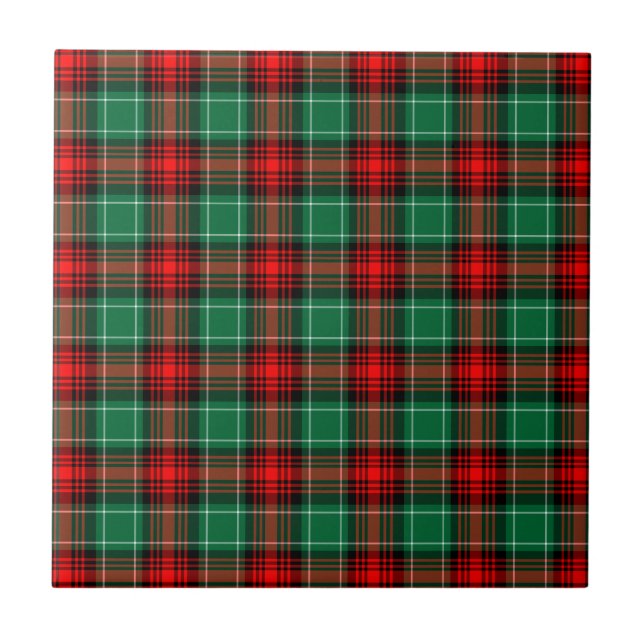 Rot-grünes Weihnachtskaromuster Fliese (Vorderseite)