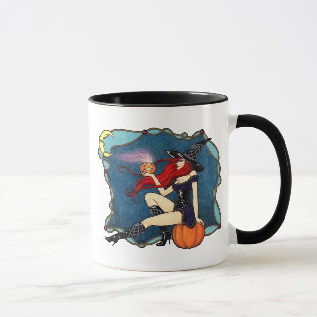 Rot-haarige Hexe Halloween Tasse (Rechts)