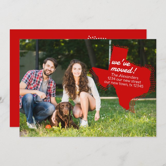 Rot haben wir uns bewegt - gepunktete Texas bewege Ankündigung (Vorne/Hinten)