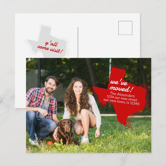 Rot haben wir uns bewegt - gepunktete Texas bewege Postkarte (Vorne/Hinten)