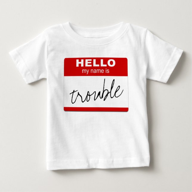 Rot "hallo mein Name ist personalisiertes Baby T-shirt (Vorderseite)
