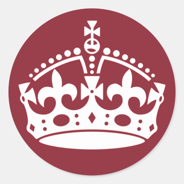 Rot halten Sie Ruhe und tragen Sie auf Kronenklebe Runder Aufkleber (Vorderseite)